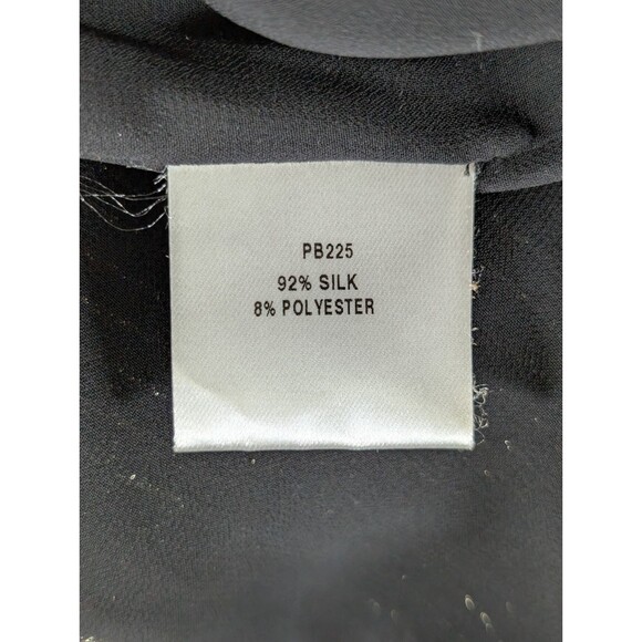 Lafayette 148 Silk Blouse Womens M Black Gold Stripe Sleeveless Bow Luxury - Picture 8 of 11